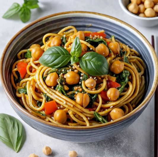 Sesame Noodles with Chickpeas & Basil (1 Cup)